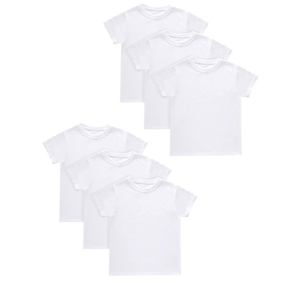 Hanes Boys White T-Shirt Pack of 6 Moisture Wicking NEW S 4-5 - Picture 1 of 2